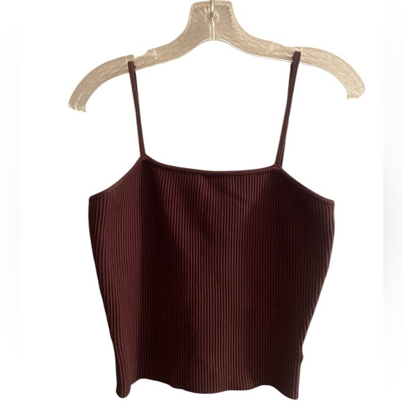 House of Harlow 1960 Ribbed chocolate brown Crop knit tank top sleeveless size M - Picture 9 of 9